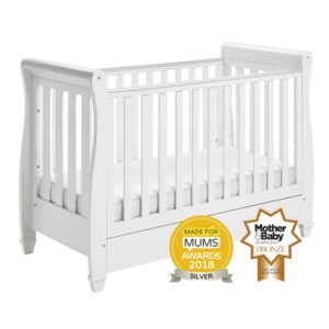 Babymore Eva Sleigh Drop Side Cot Bed - White